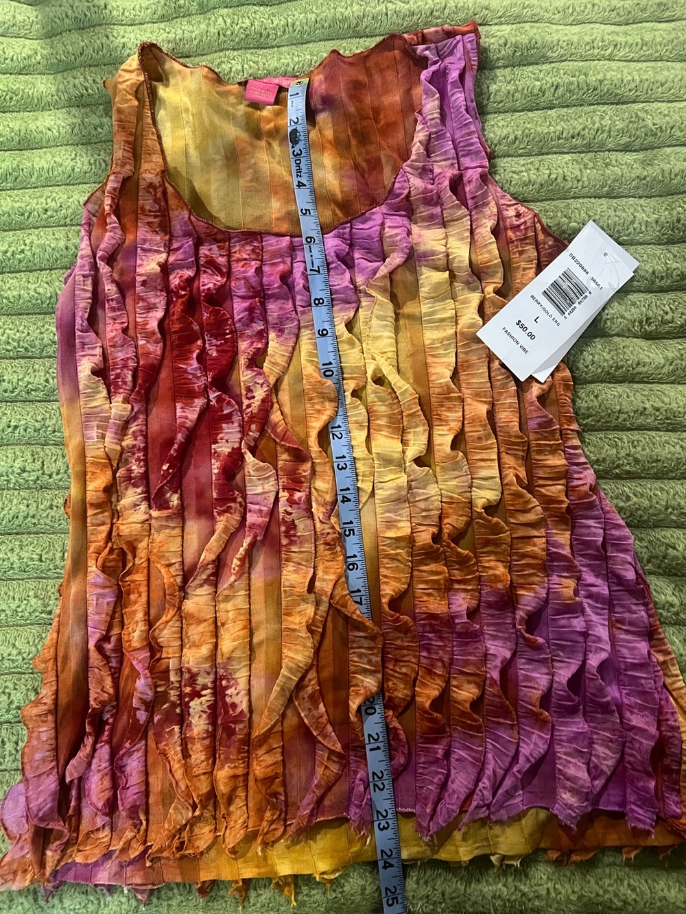 Sunny Leigh Textured Ruffle Tank Top Multicolor NWT Size Large - Picture 7 of 8